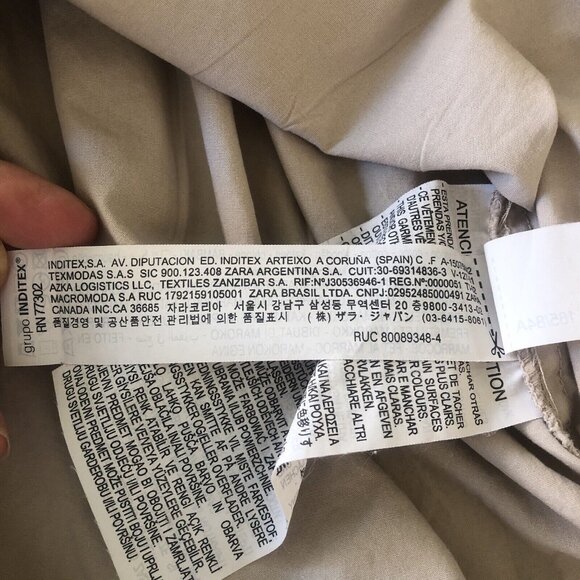 Zara short sleeve collared baby doll dress cotton Beige Small Lightweight Loose - Picture 10 of 10